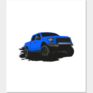 Lifted Blue Raptor pickup Posters and Art